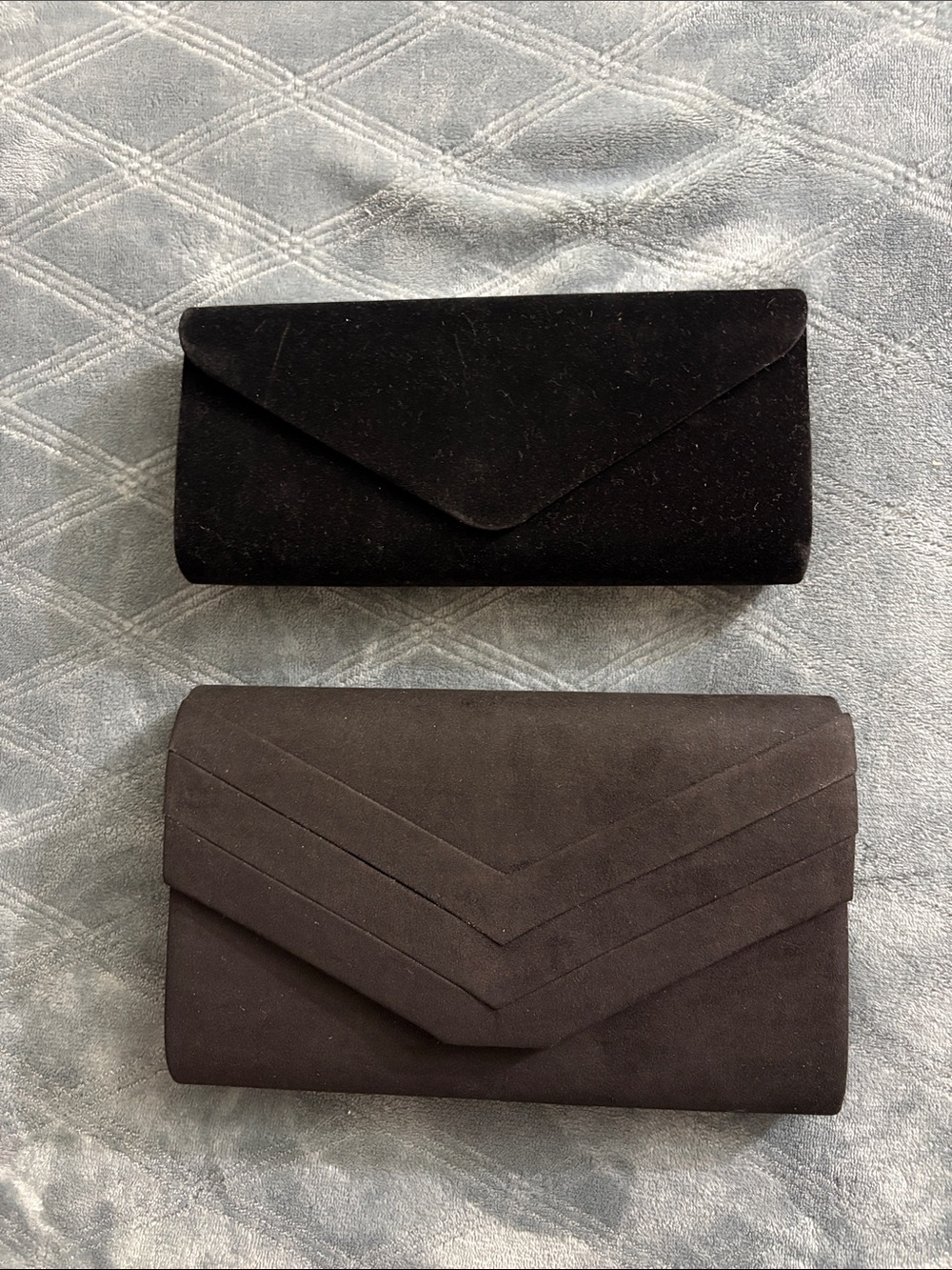 Classic Black Suede Envelope Clutch - Elegant Evening Bag
